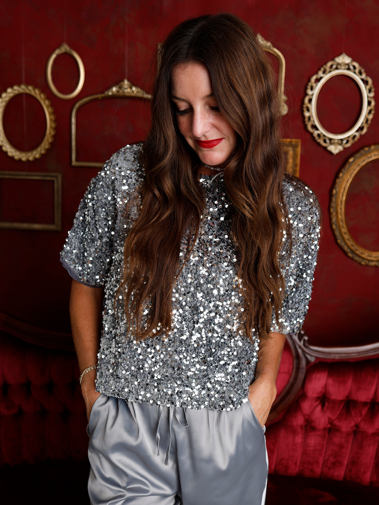 SILVER BELLS SEQUIN TOP