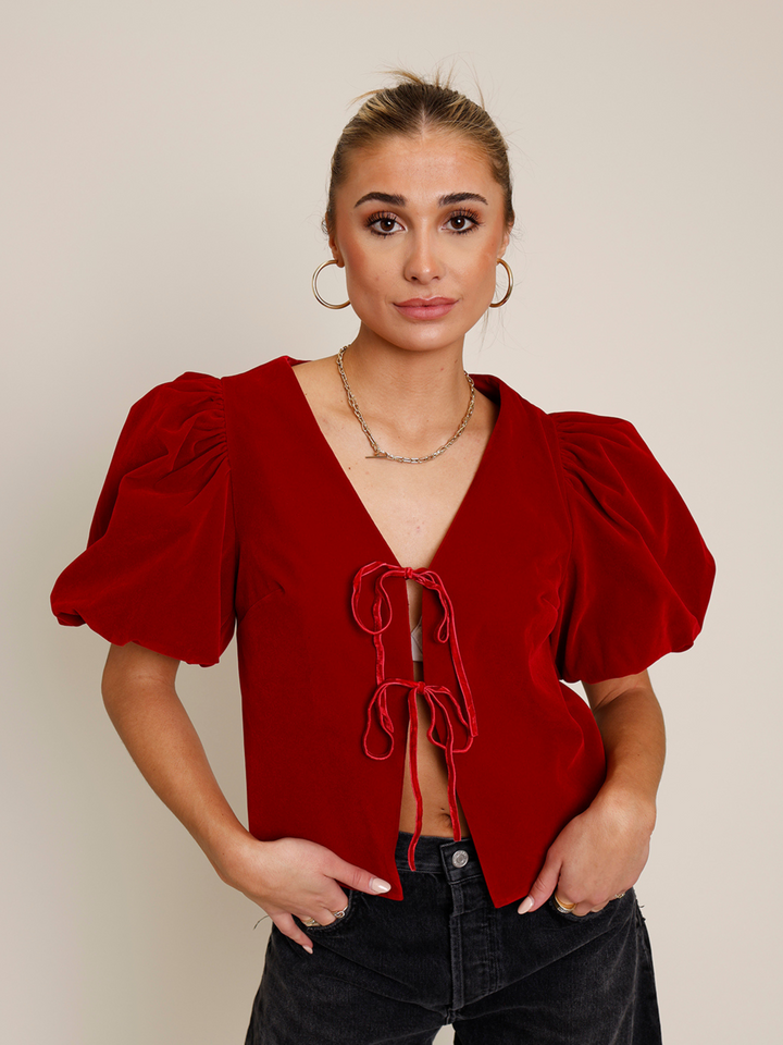 UNDER THE MISTLETOE VELVET TOP