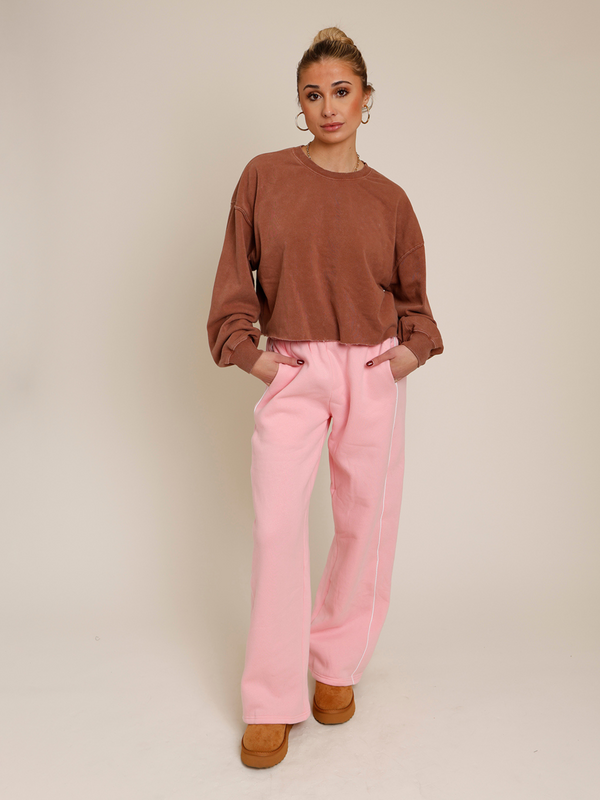 KELSIE ESSENTIAL FLEECE STRAIGHT SWEATPANTS X PINK