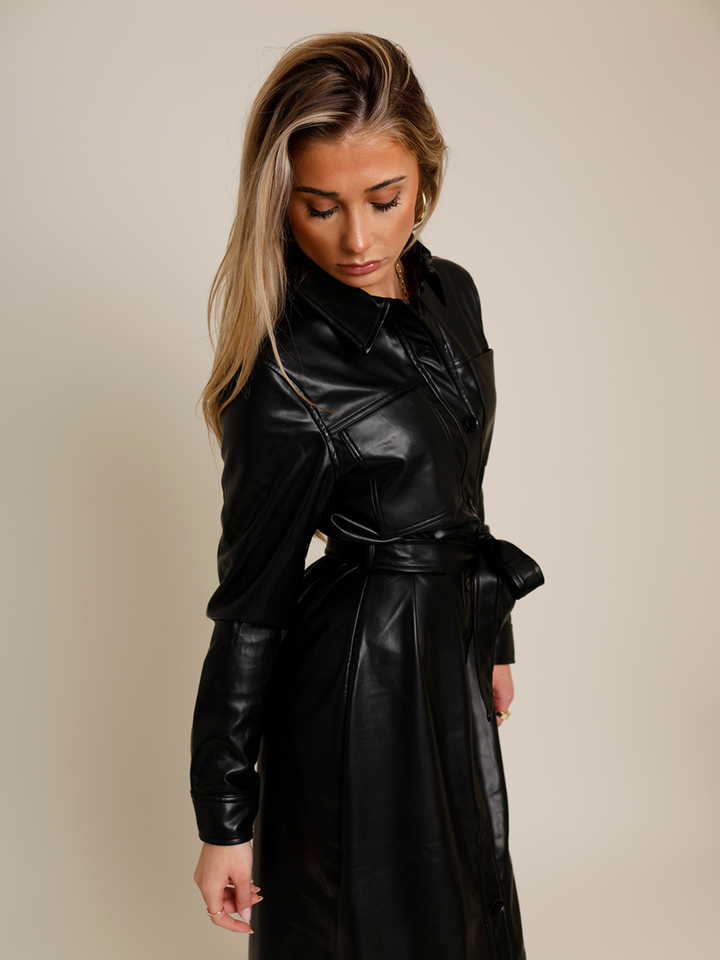 LEATHER SHIRT DRESS