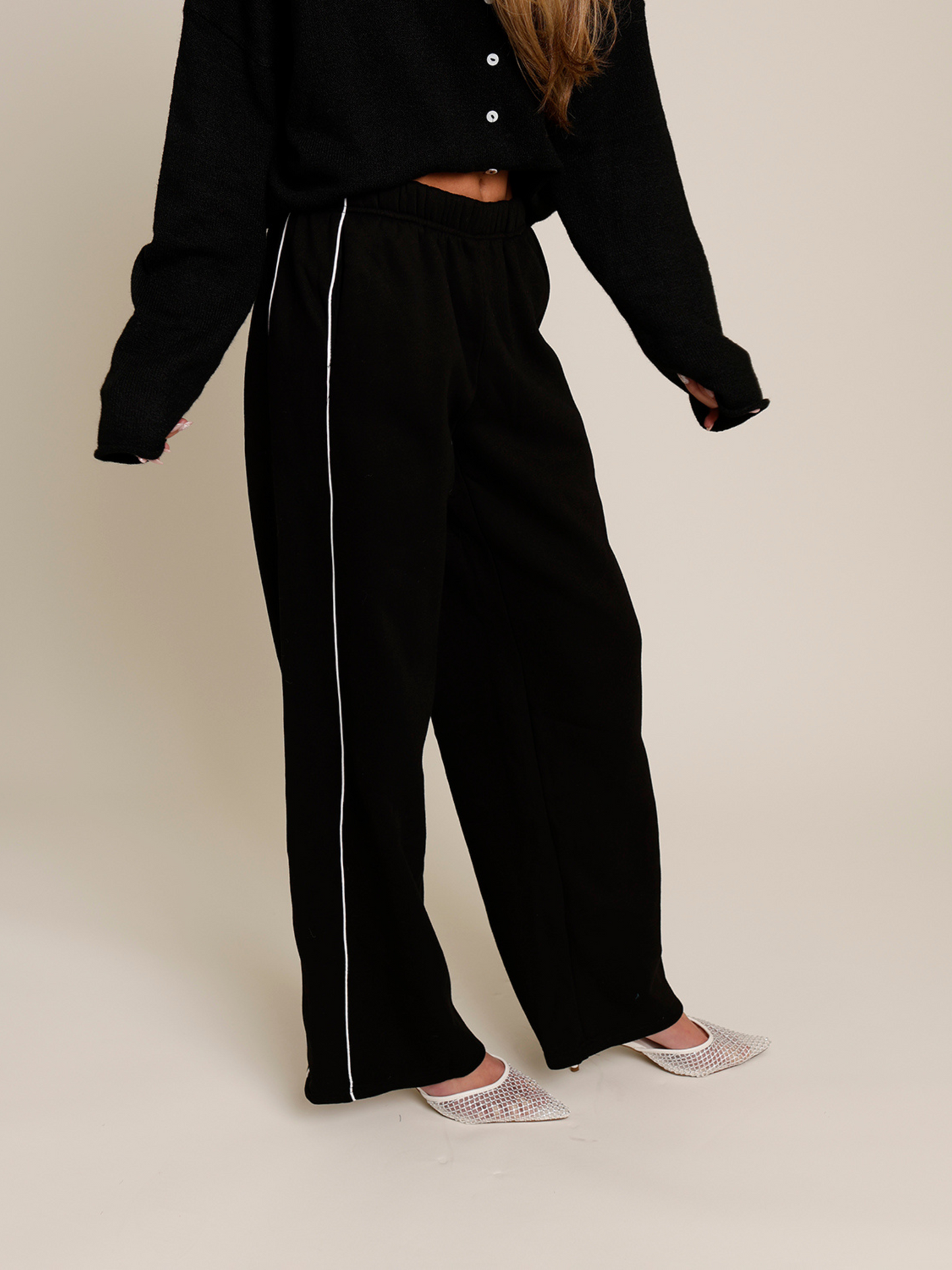 KELSIE ESSENTIAL FLEECE STRAIGHT SWEATPANTS X BLACK