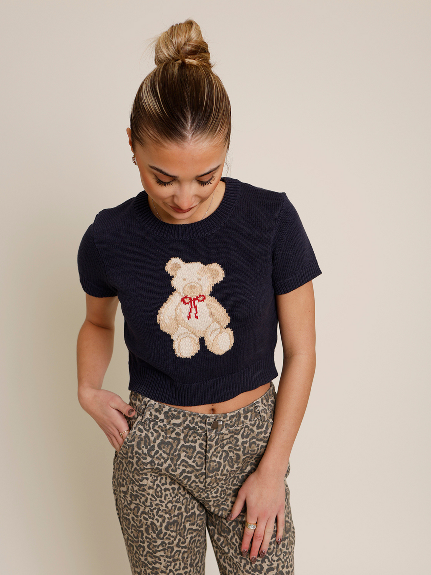 TEDDY BEAR SHORT SLEEVE SWEATER