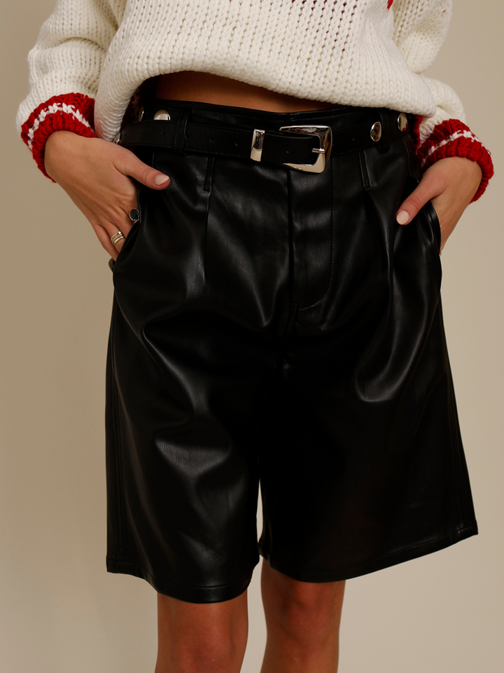 LONGLINE LEATHER SHORTS