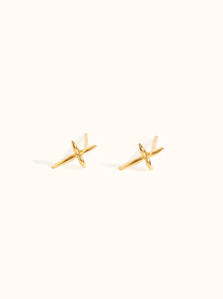 ABLE GOLD DROPLET CROSS STUDS