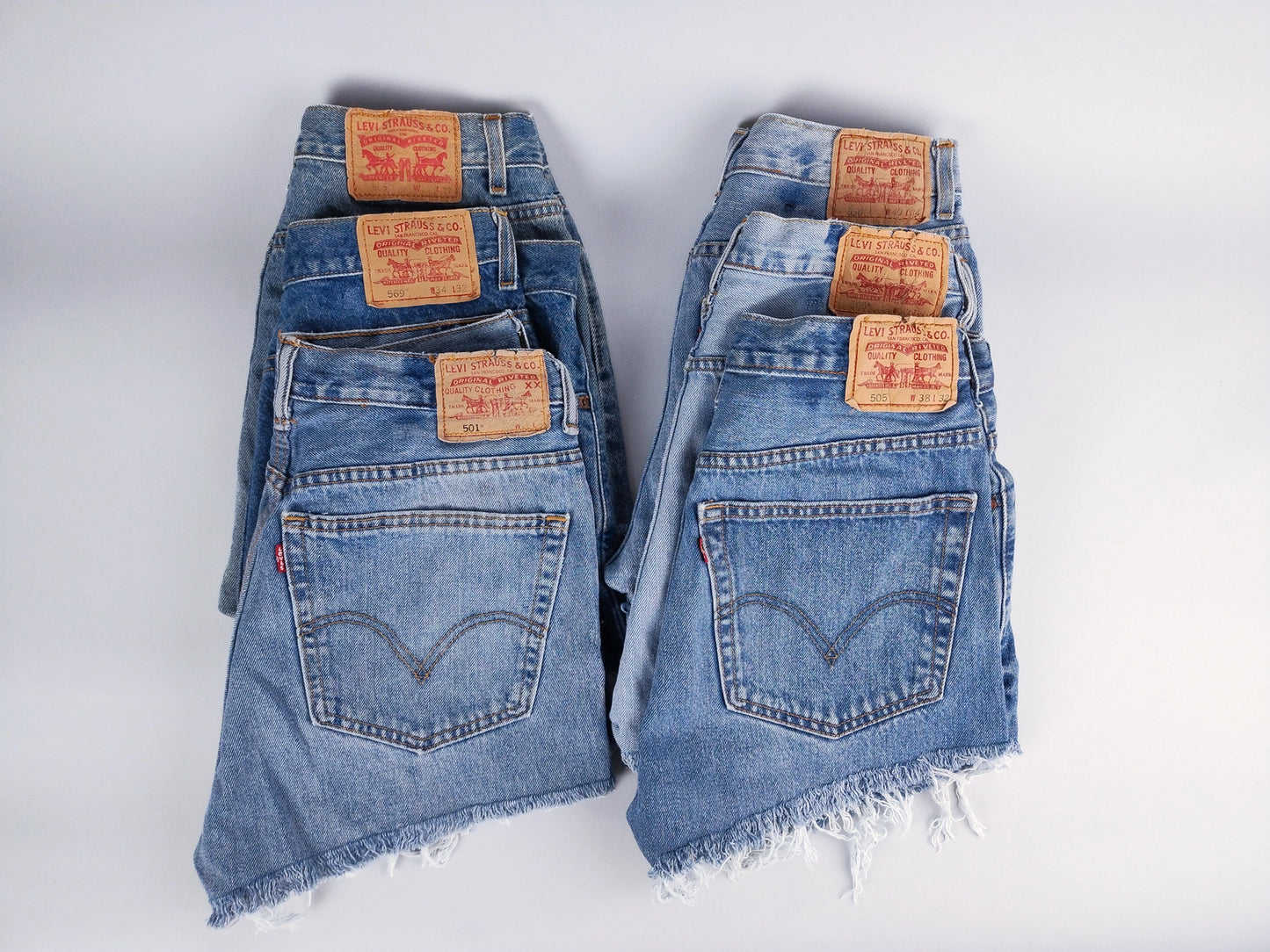 LEVI'S UPCYCLED HIGH RISE DENIM SHORTS