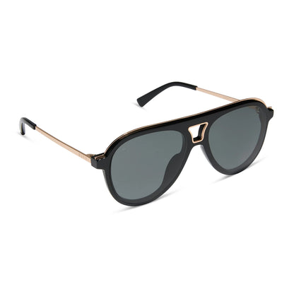 diff flat brow bar modern aviator black sunglasses