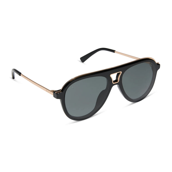 diff flat brow bar modern aviator black sunglasses