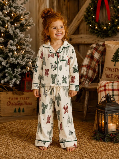 COUNTRY CHRISTMAS BOW MATCHING PAJAMA SET