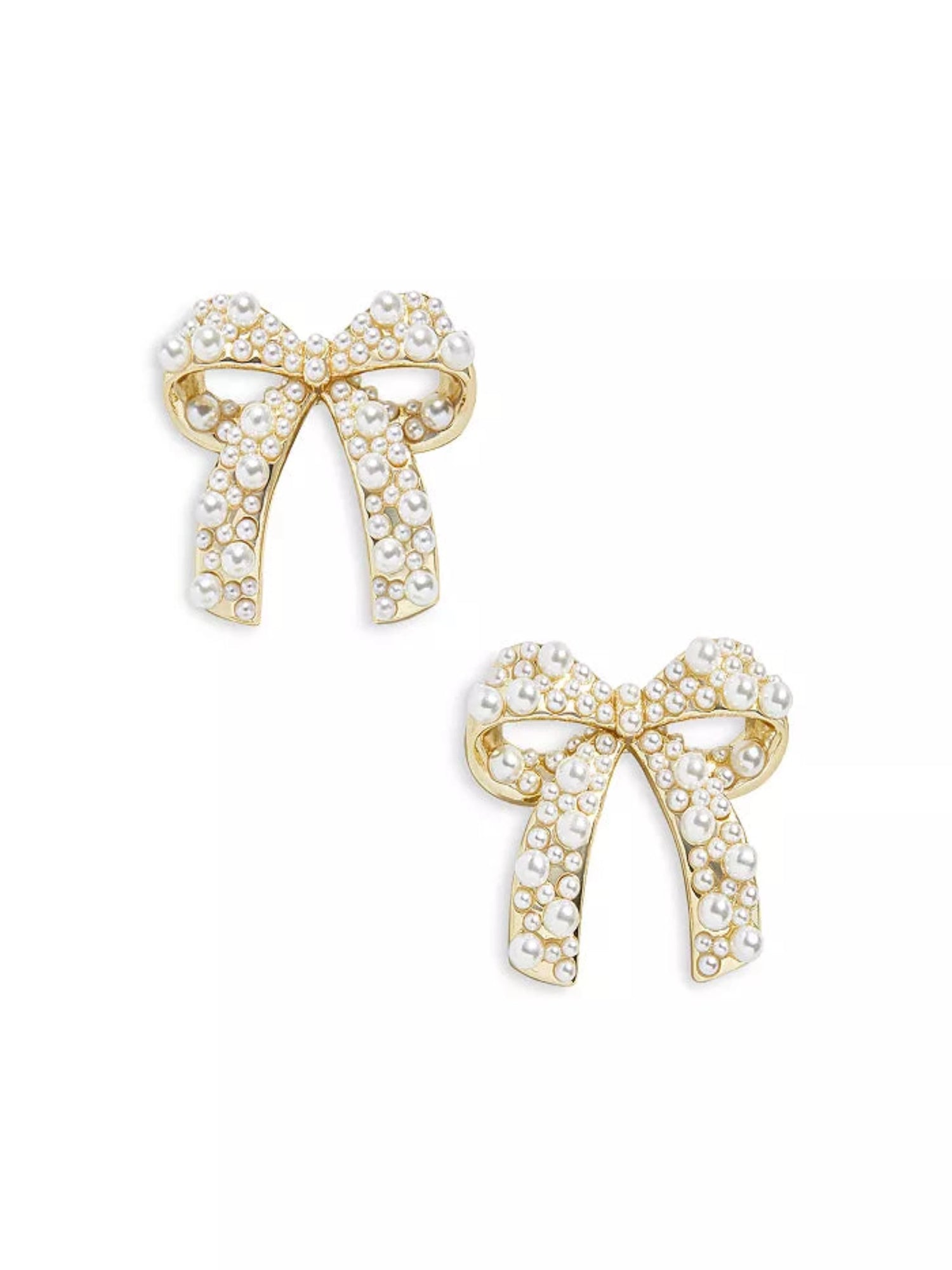 GOLD PEARL BOW STUD EARRING - THE HIP EAGLE BOUTIQUE