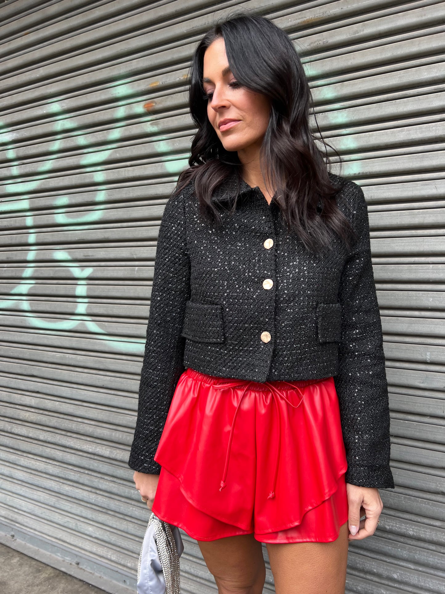 BLACK SPARKLY TWEED LADY JACKET, HOLIDAY LOOKS - THE HIP EAGLE BOUTIQUE