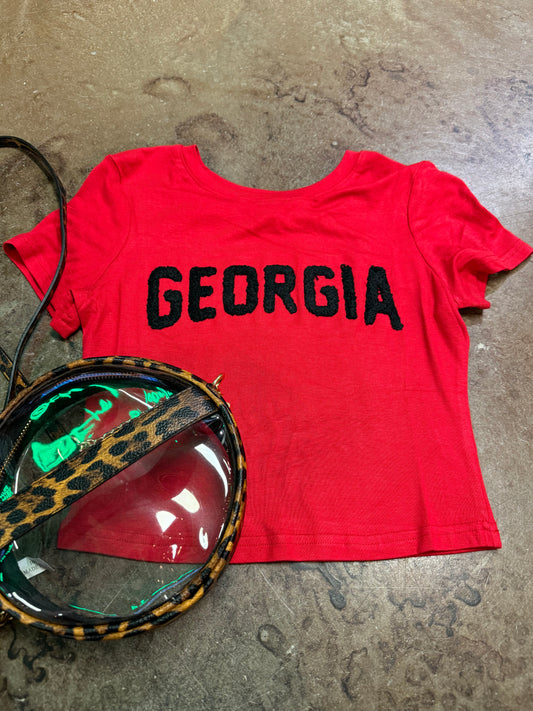 red Georgia bulldogs cropped t-shirt