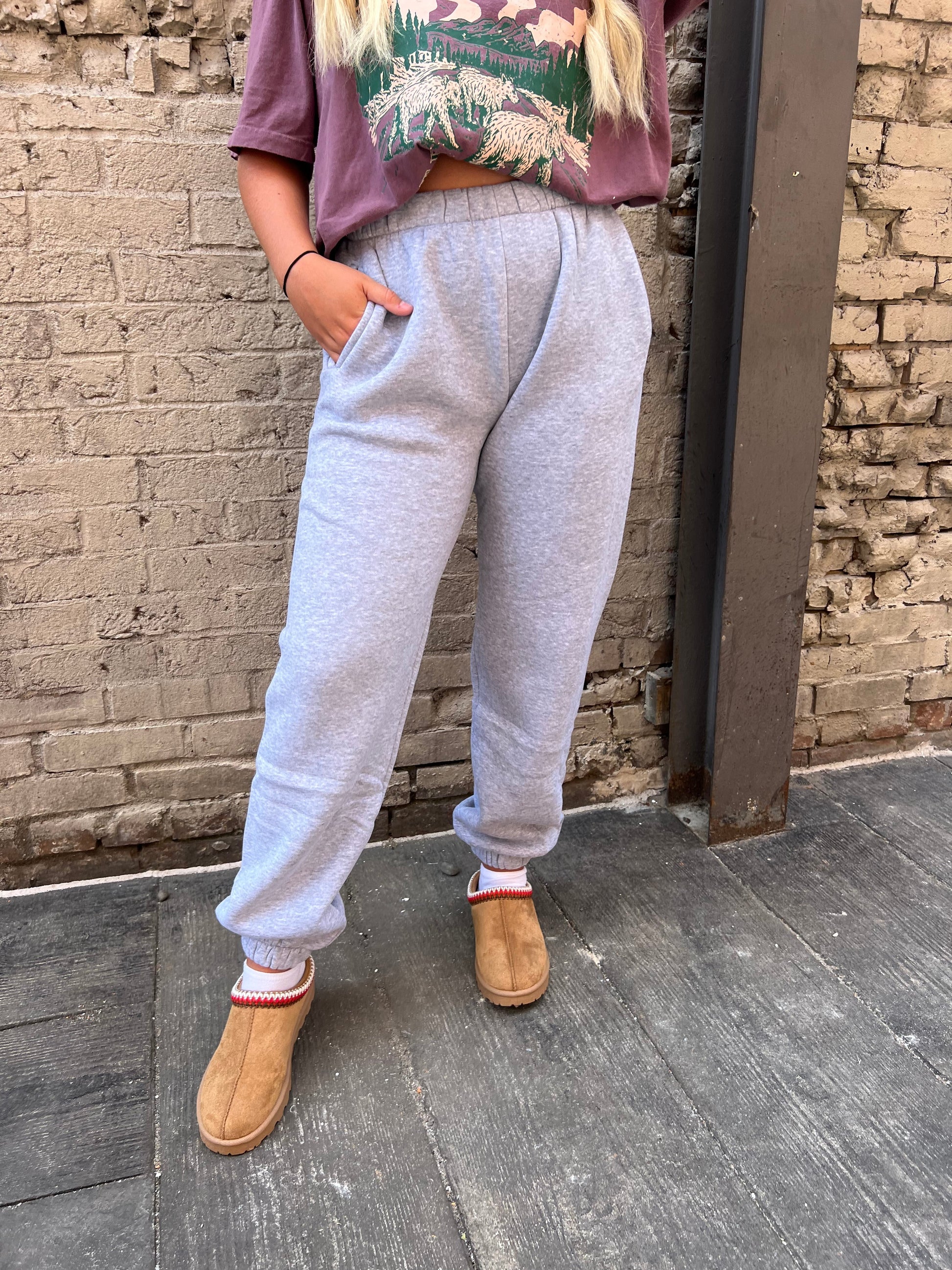 HEATHER GRAY JOGGER SWEATPANTS - THE HIP EAGLE BOUTIQUE 