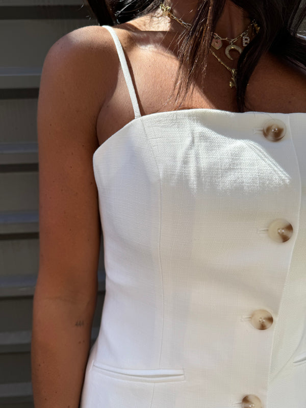 white spaghetti strap button up vest 