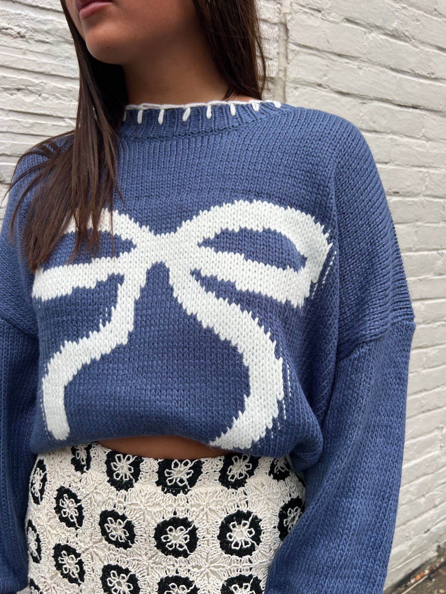 coquette print sweater