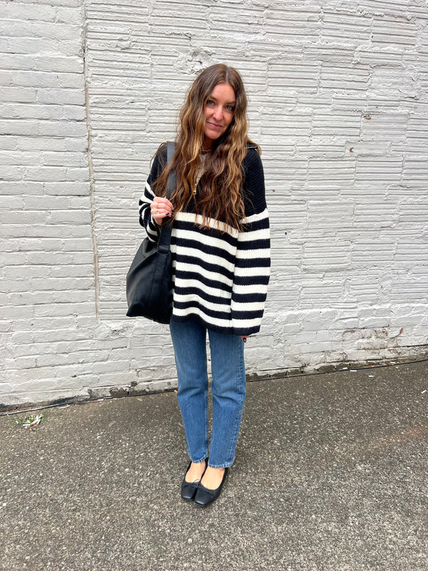 AVA STRIPED PULLOVER SWEATER - THE HIP EAGLE BOUTIQUE