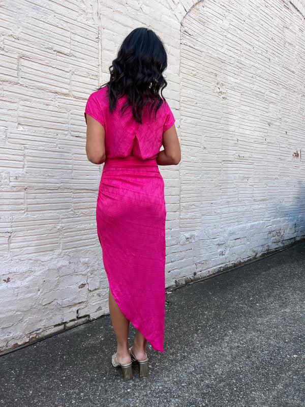 luxe pink midi dress