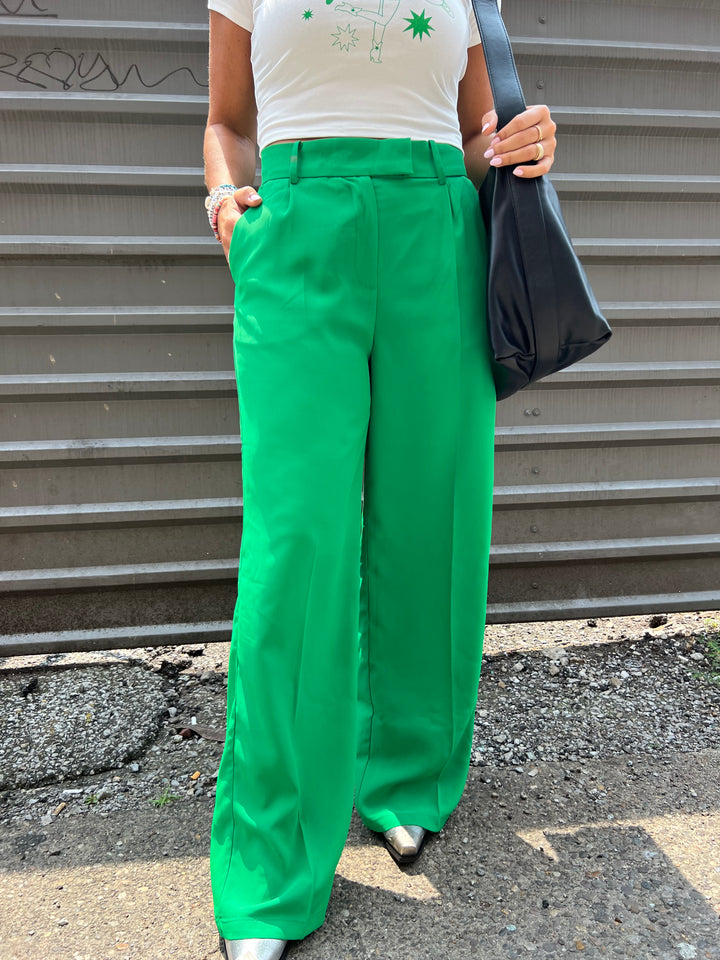 THE HIP EAGLE BOUTIQUE - high rise wide leg pants in kelly green