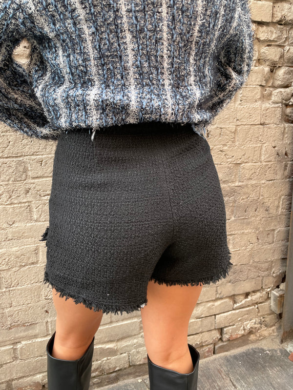 CLASSY BLACK TWEED SHORTS - THE HIP EAGLE BOUTIQUE
