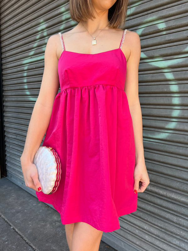 solid pink mini dress