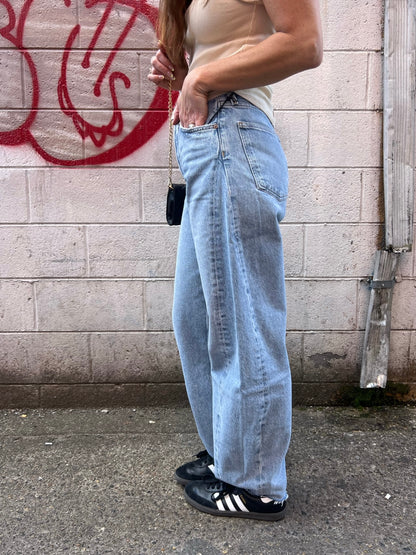 AGOLDE LUNA HIGH RISE PIECED DENIM JEANS
