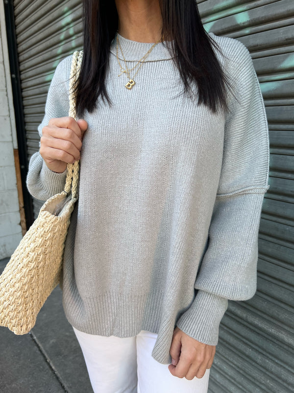 gray slouchy pullover tunic sweater