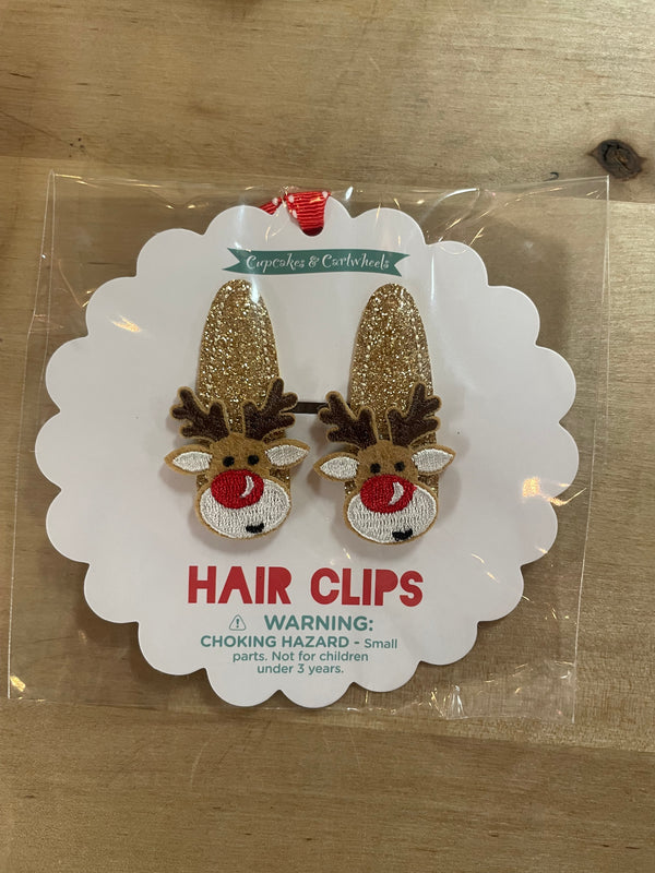 HOLIDAY HAND-CRAFTED REINDEER HAIR CLIPS - THE HIP EAGLE BOUTIQUE