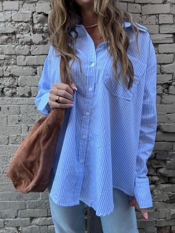BUSINESS CASUAL STRIPED BUTTON UP SHIRT - THE HIP EAGLE BOUTIQUE