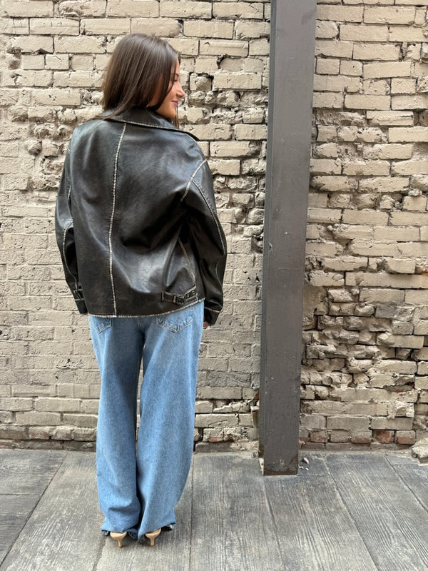 VINTAGE VIBES LEATHER MOTO JACKET