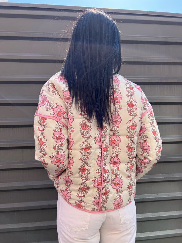 pink floral quilted jacket