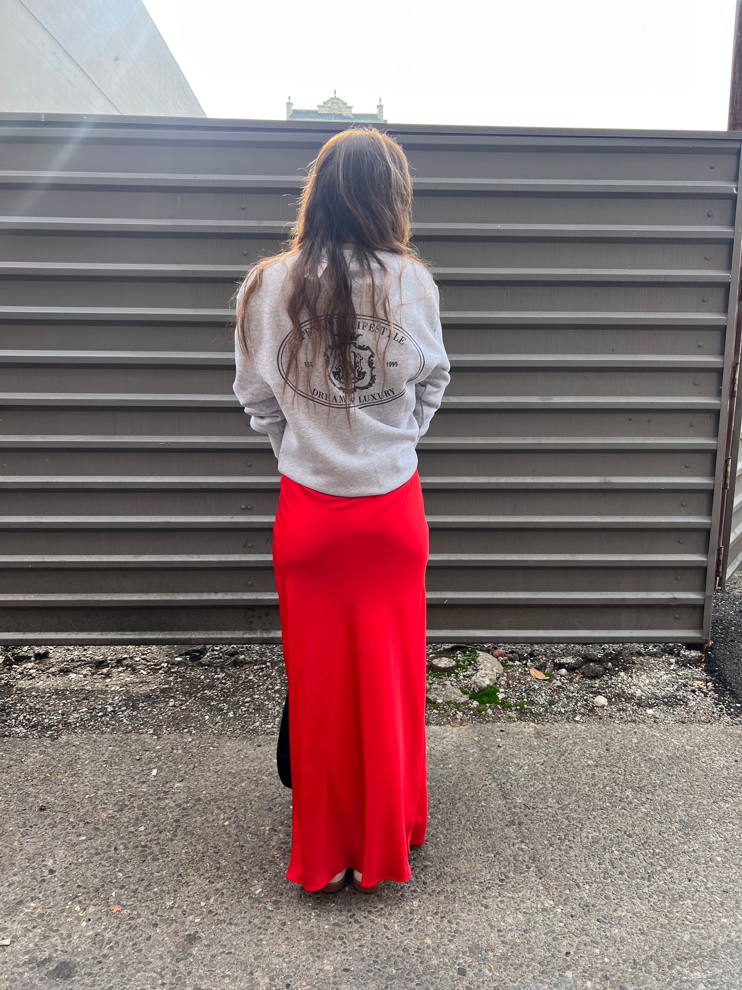 NIA 90'S BIAS MAXI SKIRT IN SCARLET - THE HIP EAGLE BOUTIQUE