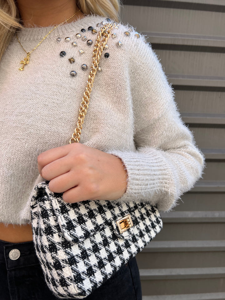 CAMILLE SHOULDER BAG IN BLACK WHITE - THE HIP EAGLE BOUTIQUE