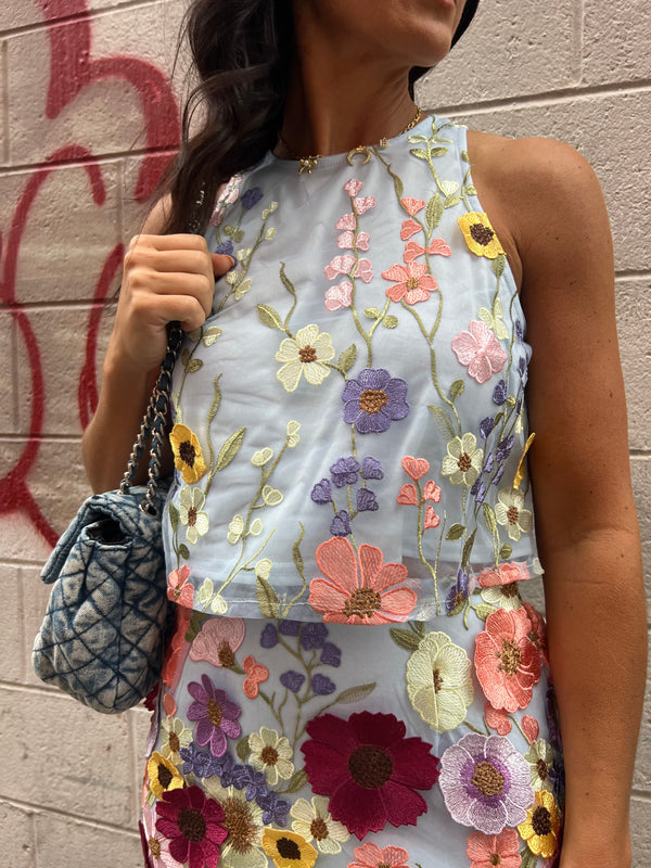 floral appliqué top