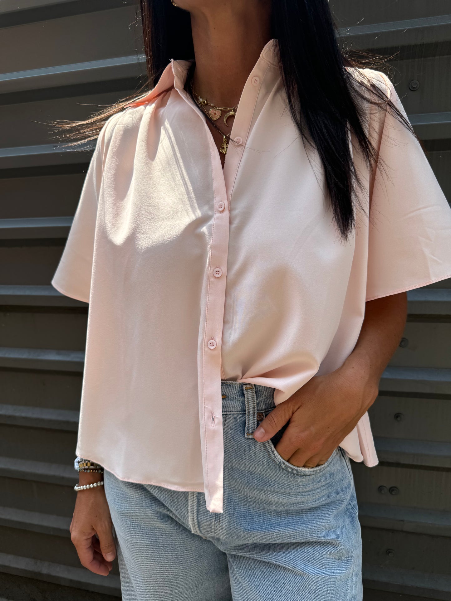 light pink blouse