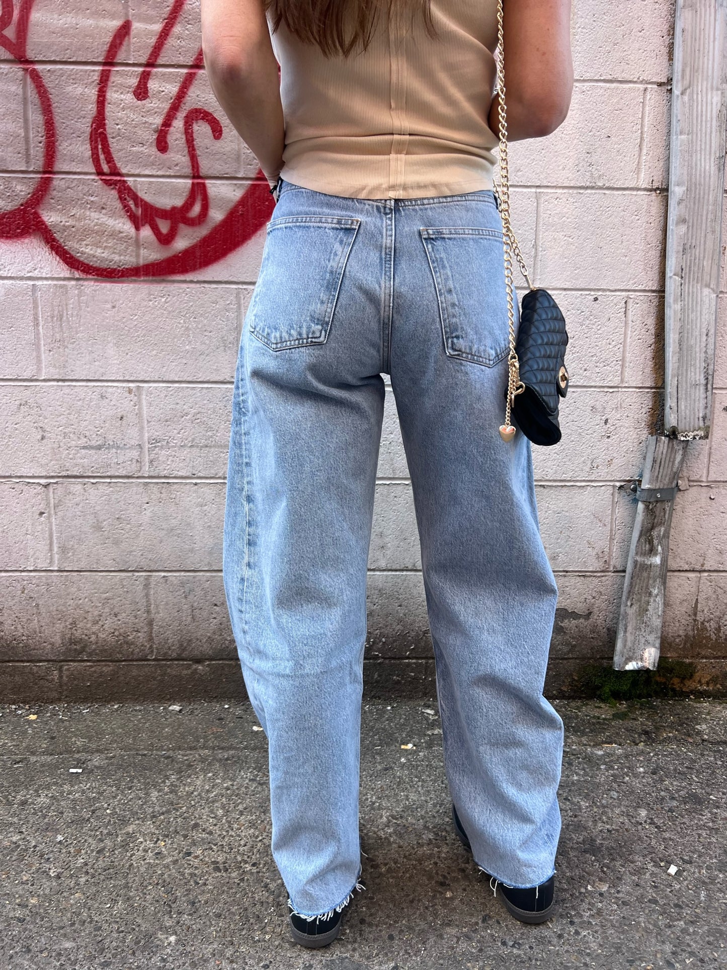 AGOLDE LUNA HIGH RISE PIECED DENIM JEANS