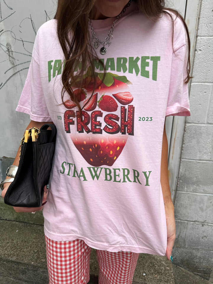 pink strawberry graphic tshirt