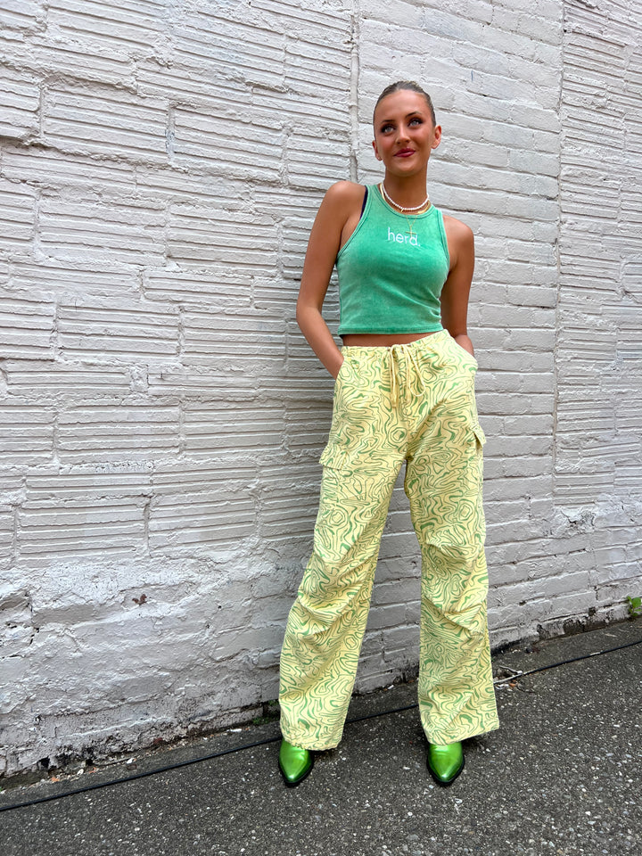 THE HIP EAGLE BOUTIQUE - green swirl print cargo pants