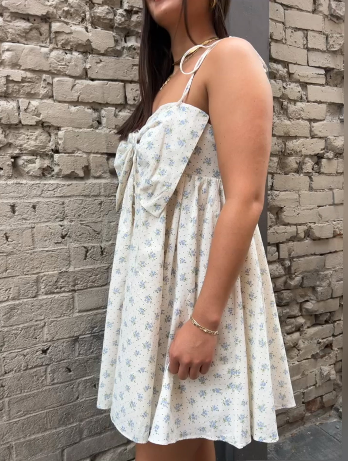 blue floral print dress