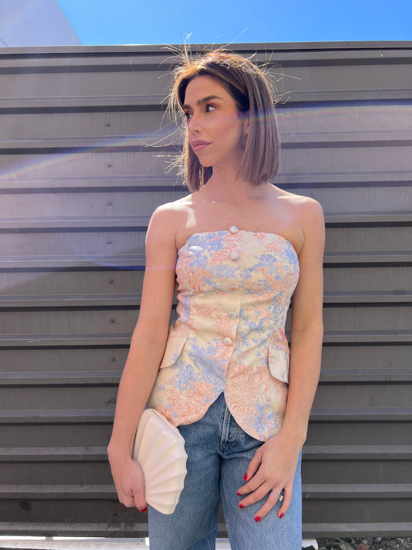 floral print strapless top