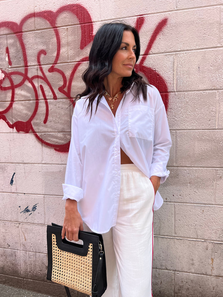 oversized white button up shirt