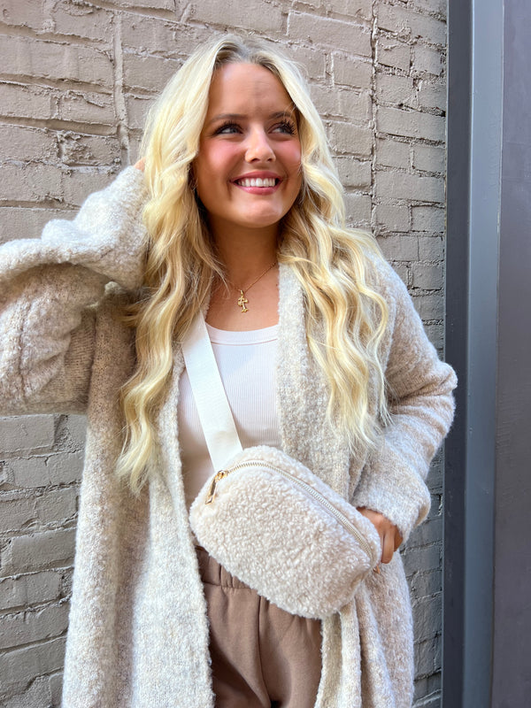 IVORY SOFT BOUCLE LONG CARDIGAN - THE HIP EAGLE BOUTIQUE