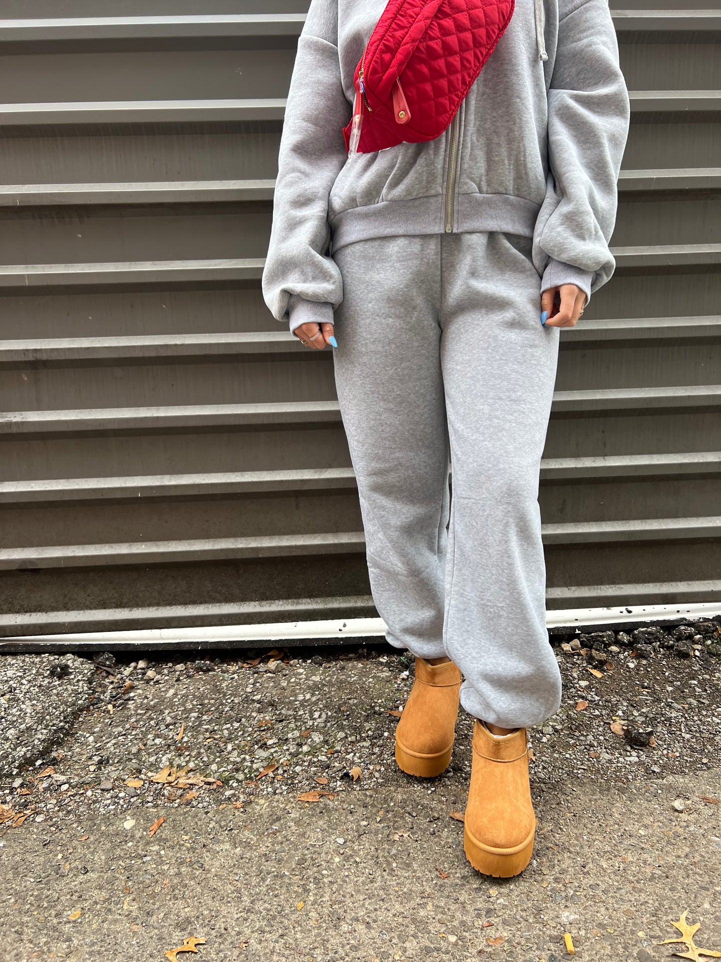 cozy gray jogger sweatpants