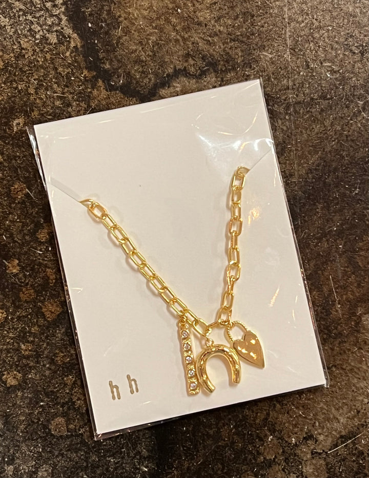 LOCALLY MADE, ONE OF A KIND JEWELRY, HANNAH HENSLEY LUCKY 3 CHARM NECKLACE - THE HIP EAGLE BOUTIQUE