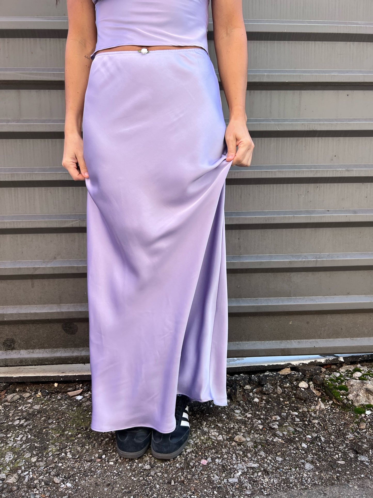 lilac midi slip skirt