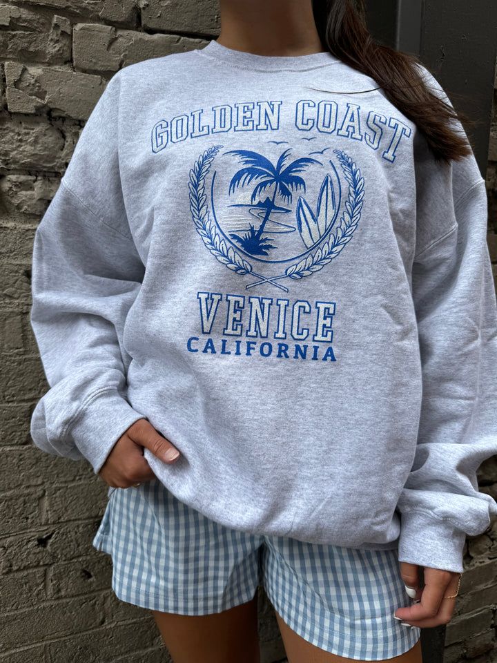 golden coast venice california graphic crewneck sweatshirt