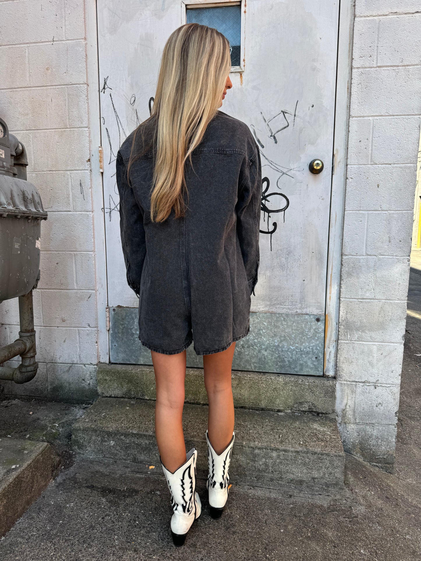 MONTANA BLACK DENIM ROMPER