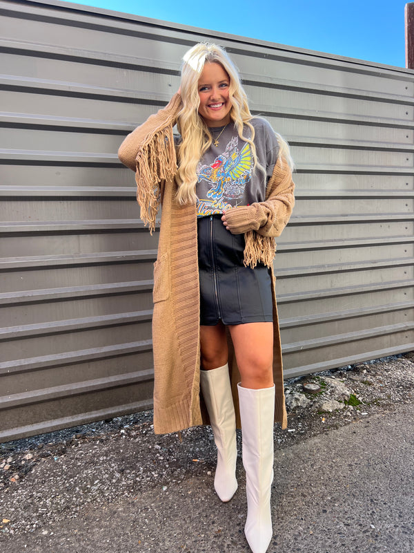 LESLIE FRINGE DUSTER CARDI - THE HIP EAGLE BOUTIQUE