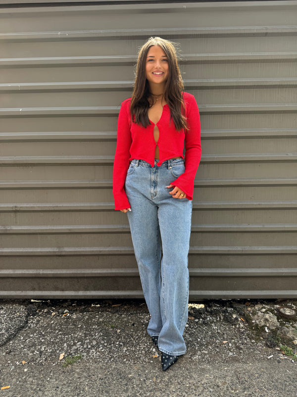 VICTORIA HOOK & EYE SWEATER IN RED