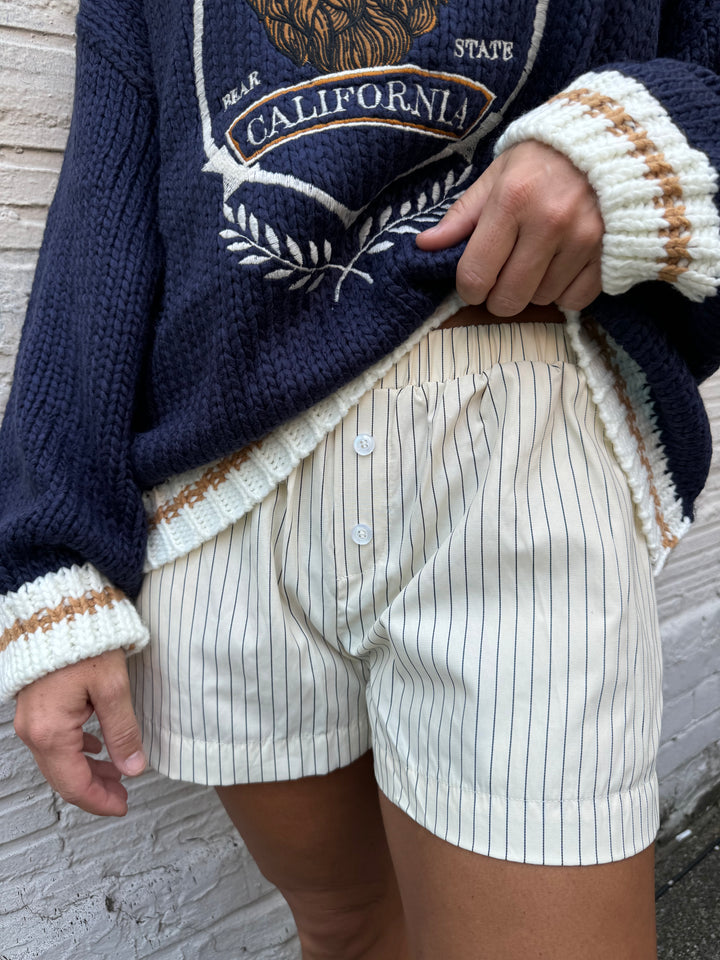 beige striped boxer shorts