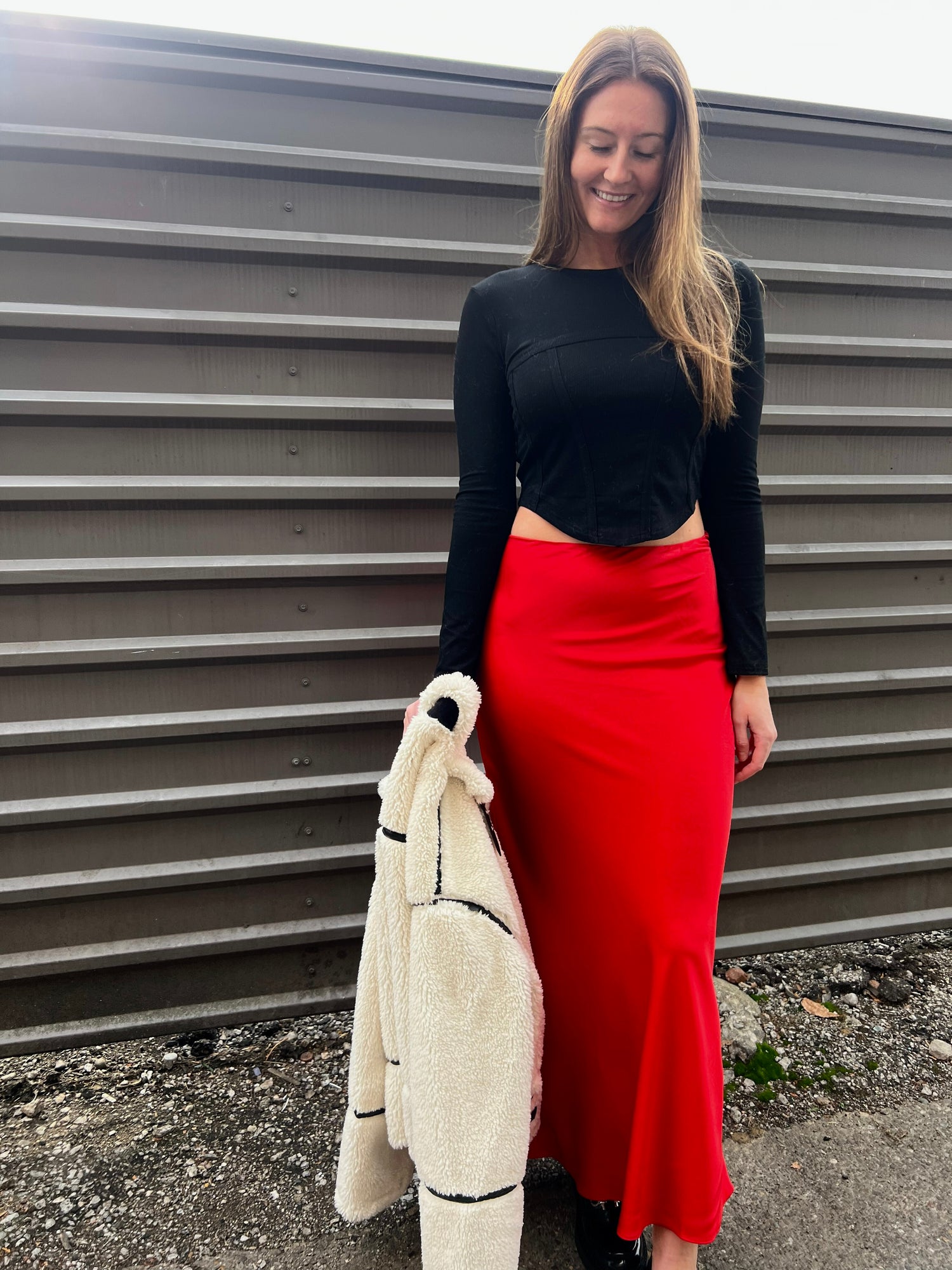 NIA 90'S BIAS MAXI SKIRT IN SCARLET - THE HIP EAGLE BOUTIQUE