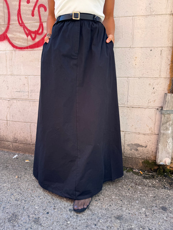 black large hemline maxi skirt